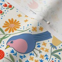 Birds and flowers - happy brights bird floral - small