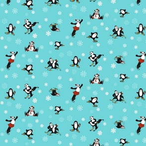 Penguins and Pandas on ice - mint fond