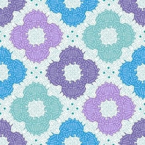 Granny Square Crochet flower / Medium scale / Blue + purple