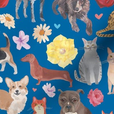 Cats and Dogs Floral