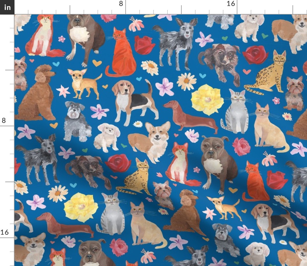 Cats and Dogs Floral