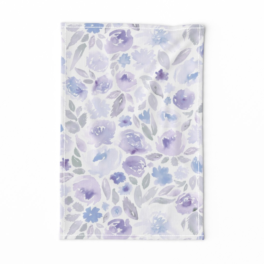 21" Floral in pale purple, blue and gray