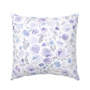 21" Floral in pale purple, blue and gray