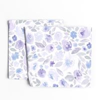 21" Floral in pale purple, blue and gray