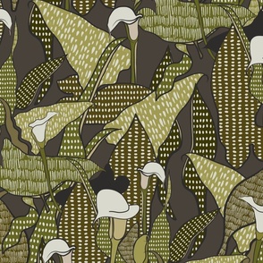 Calla lilies in camouflage fabulous fabric 