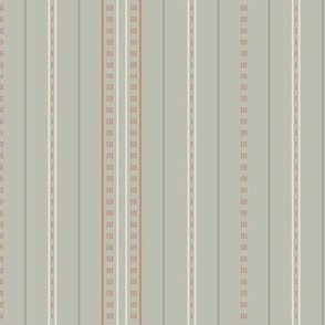 Adler Stripe: Foggy Green & Sienna Thin Stripe, Modern Dotted Stripe 