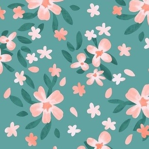 Gisette Floral Peach - Whimsical Blossoms in Soft Pastels