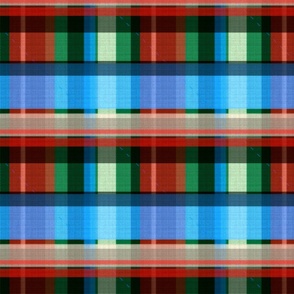 Colorful line/checkered pattern in red, blue, green and ivory
