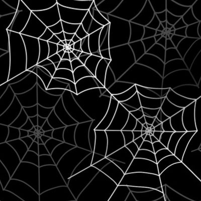 Halloween Spider Web Pattern Design Black and White-01