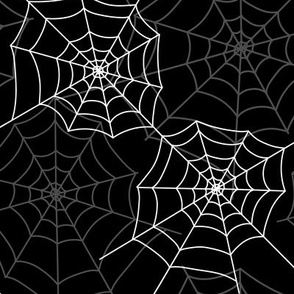 Halloween Spider Web Pattern Design Black and White-01