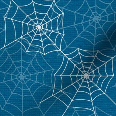 Halloween Spider Web Pattern Design Blue and White Linen Texture-01-01