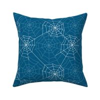 Halloween Spider Web Pattern Design Blue and White Linen Texture-01-01