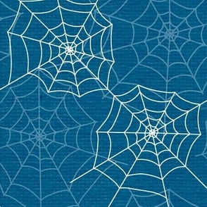 Halloween Spider Web Pattern Design Blue and White Linen Texture-01-01