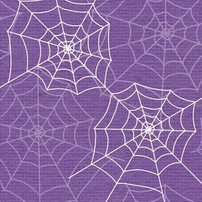 Halloween Spider Web Pattern Design Purple and White Linen Texture-01-01