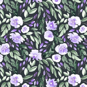 12" Floral in purple and green