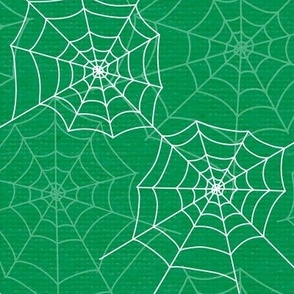 Halloween Spider Web Pattern Design Green and White Linen Texture-01-01