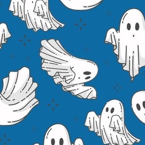 Halloween Ghosts Cute Halloween on Blue-01