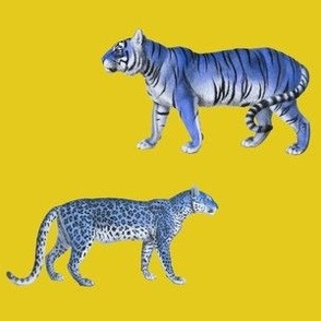 Tiger and Leopard in blue and yellow
