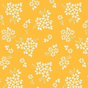 Medium Golden Yellow Ditsy Floral Clusters