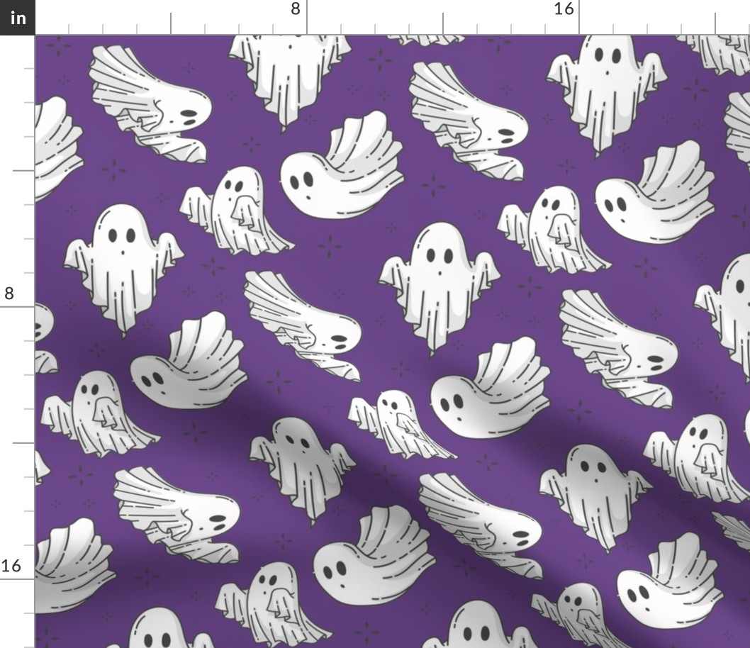 Halloween Ghosts Cute Halloween on Purple-01