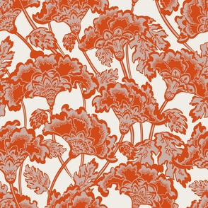 An ode to Florence -  scalloped floral marigolds - scarlet