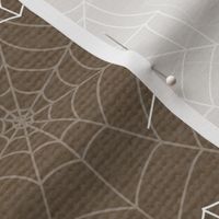 Halloween Spider Web Pattern Design Brown and White Linen Texture-01-01