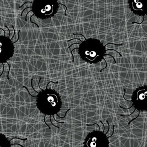 Halloween Spider Web Pattern Grey and Light Grey-012-01
