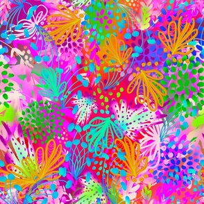 dopamine dressed plants botanicals  handdrawn vibrant colourful mix large