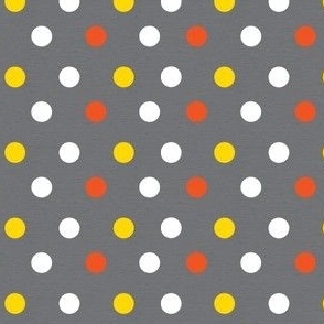 Halloween Polka Dots Orange Yellow White Black Grey Linen Fabric Texture-01
