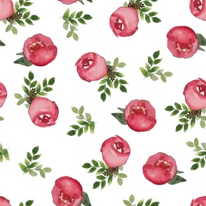 Red Floral Watercolor Christmas