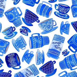 Teacups and Mugs in Blue (Large)