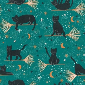 Bewitching Cats_Teal