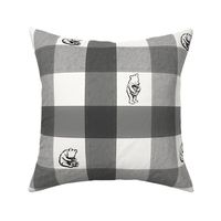 Winnie-the-Pooh gingham black and white baby plaid, nursery decor, checks, stripes, plaid