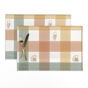 Winnie-the-Pooh Gingham, Gray green, orange, and honey yellow