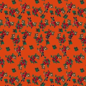 Small Floral Folk Print - Orange