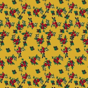 Small Floral Folk Print -Yellow