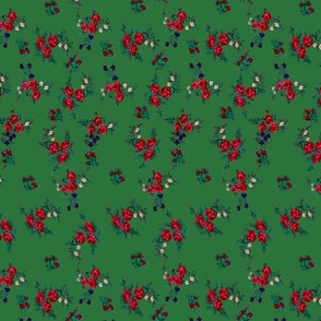 Small Floral Folk Print - Green