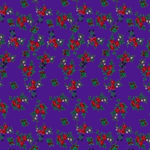 Small Floral Folk Print - Purple