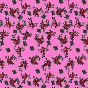 Small Floral Folk Print - Pink