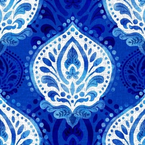 Watercolor Seraphina Blue Dramatic Damask RS