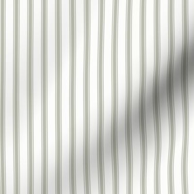 Ticking Stripe: Foggy Sage & White Modern Pillow Ticking Stripe