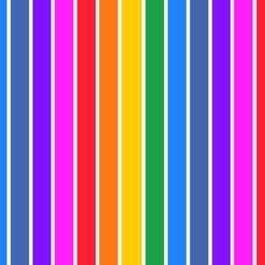 Bright rainbow and white stripes - vertical - mini