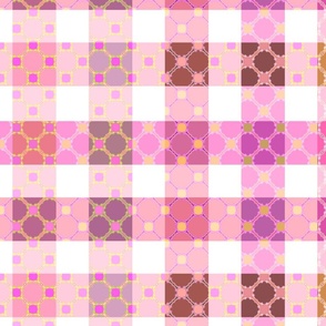 Checkers in Shades of Pink with Geometric Designs