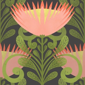 King Protea Pattern on Gray