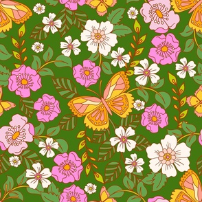 Retro Butterfly Floral Summer Love