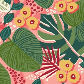 Tropical Floral -Coral - Small