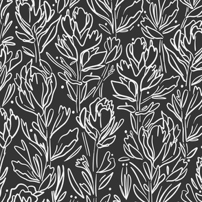 Floral Linework black and white - large scale