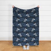 Alien Human Abduction - Navy Blue - Large