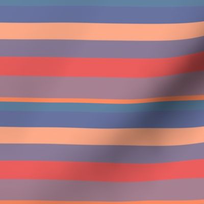 Horizontal Orange Peach Blue Gray Stripes