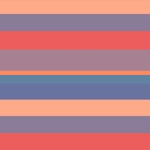 Horizontal Orange Peach Blue Gray Stripes